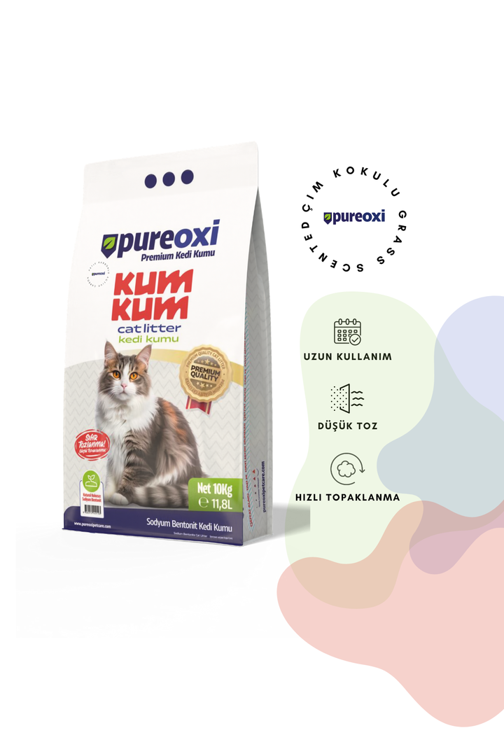 Kum Kum Premium Kedi Kumu 10 kg – Topaklanan, Toz Kontrollü, Kokusuz, Yağmur Kokusu, Çim Kokusu, Toprak Kokusu, Beyaz Sabun Kokusu