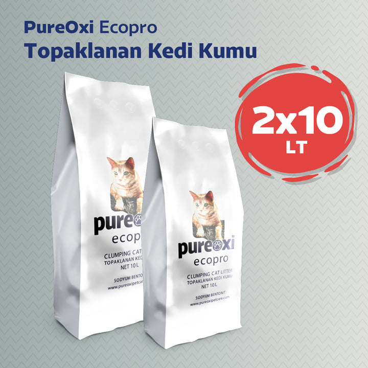 2x10 LT Avantaj Paketi: Ecopro Topaklanan Kokusuz Bentonit Kedi Kumu