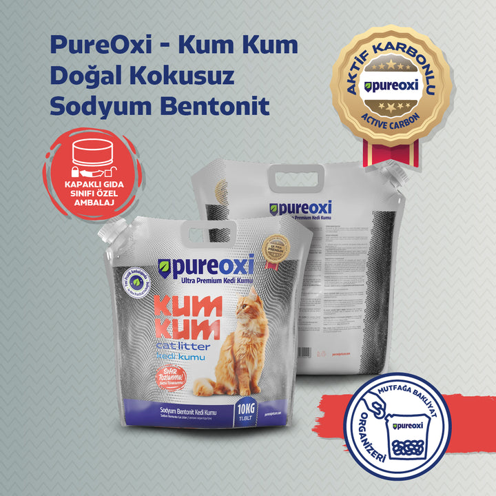 Ultra Premium Kedi Kumu – Kapaklı Ambalaj Tozsuz %100 Bentonit Aktif Karbonlu