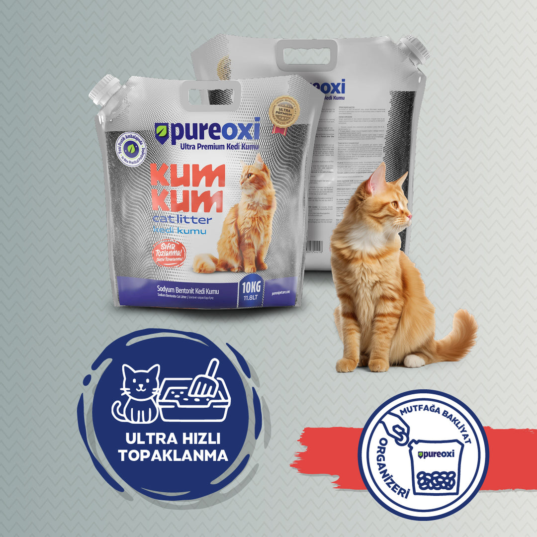 Ultra Premium Kedi Kumu – Kapaklı Ambalaj Tozsuz %100 Bentonit Aktif Karbonlu