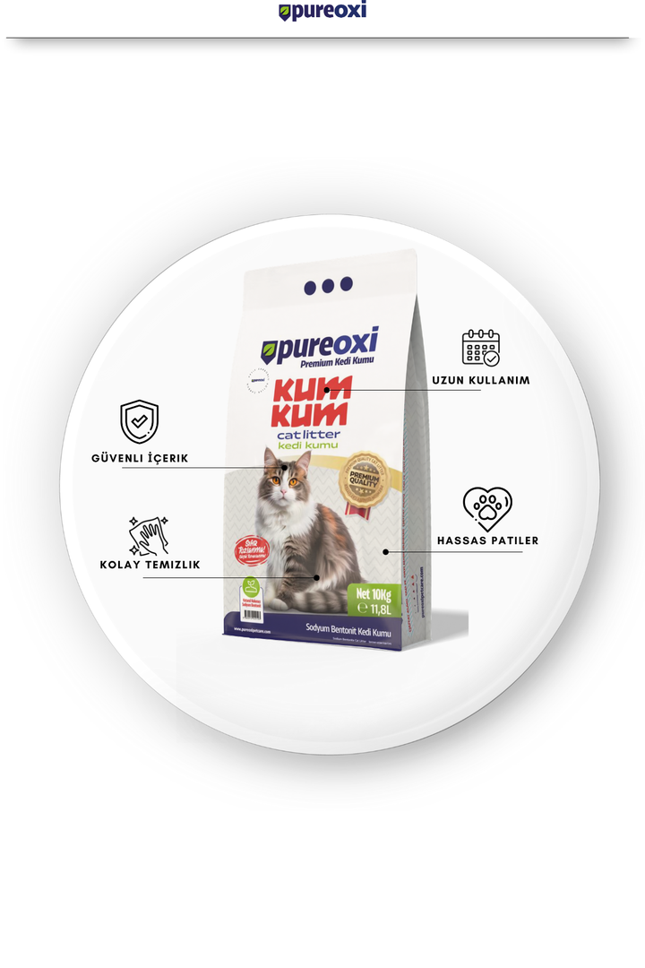 Kum Kum Premium Kedi Kumu 10 kg – Topaklanan, Toz Kontrollü, Kokusuz, Yağmur Kokusu, Çim Kokusu, Toprak Kokusu, Beyaz Sabun Kokusu